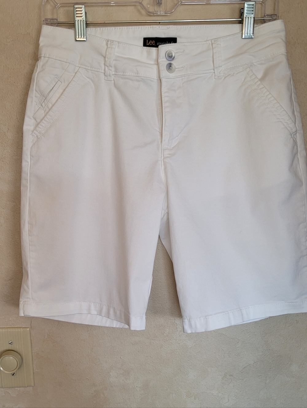 Lee White Mid-Rise Stretch Bermuda Shorts